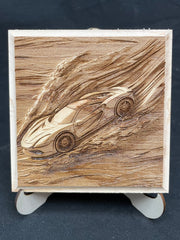 Racecar 3D Laser Engraved Coaster Art Decor